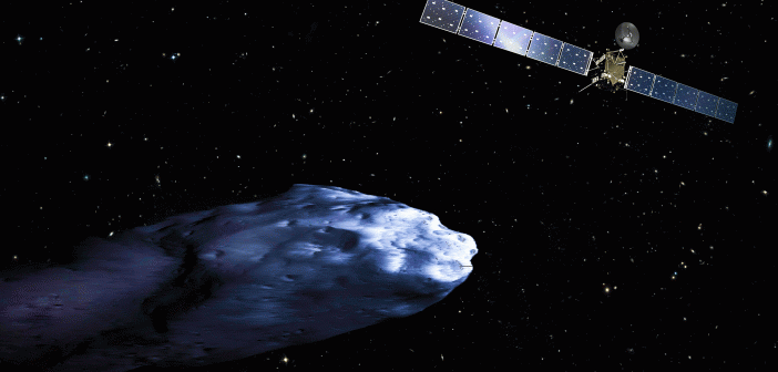 Rosetta i kometa 67P - wizualizacja / Credits: EADS Astrium