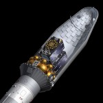 Przekrój przez górną część rakiety Sojuz ST-B, w którym widać dwa satelity Galileo oraz stopień Fregat-MT / Credits - ESA