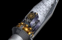 Przekrój przez górną część rakiety Sojuz ST-B, w którym widać dwa satelity Galileo oraz stopień Fregat-MT / Credits - ESA
