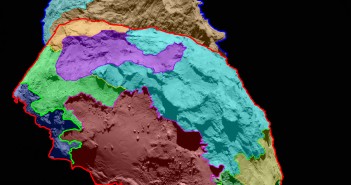 Wstępna, kolorowa mapa morfologiczna komety 67P / Credits: ESA/Rosetta/MPS for OSIRIS Team MPS/UPD/LAM/IAA/SSO/INTA/UPM/DASP/IDA