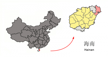Położenie okręgu Wenchang względem wyspy Hainan i Chin kontynentalnych / Credit: Croquant, CC-BY-3.0