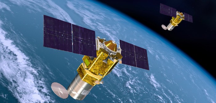 Wizja artystyczna przedstawiająca dwa satelity Boeing 502 Phoenix na orbicie. Dwa pierwsze statki tego typu zamówiła firma HySpecIQ. Te małe satelity mają wymiary 1,25 m x 1,25 m x 1 metr. Pierwszy ma zostać wyniesiony w 2018 r.