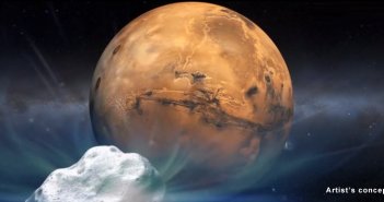 Kometa C/2013 A1 blisko Marsa - wizja artystyczna / Credits - NASA