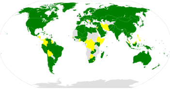 Mapa sygnatariuszy Traktatu o Przestrzeni Kosmicznej, stan na 1 stycznia 2013 r.