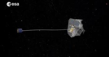 Przechwytywanie satelity za pomocą sieci - wizualizacja / Credit: ESA