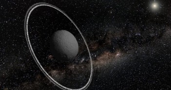 Wizja artystyczna planetoidy z pierścieniami / Credits: ESO/L. Calçada/M. Kornmesser/Nick Risinger