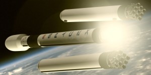 Rakieta Falcon Heavy - odrzucenie rakiet bocznych / Credit: SpaceX