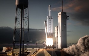 Start rakiety Falcon Heavy - wizualizacja / Credit: SpaceX