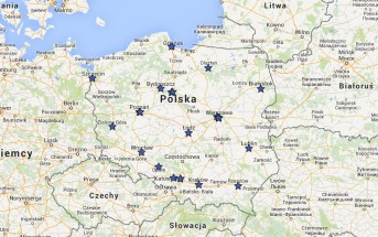 Mapa spotkań informacyjnych Galileo Masters 2015 / Credit: Blue Dot Solutions sp. z o.o., Google