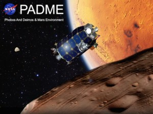 Jedną z misji w kierunku księżyców marsjańskich byłaby PADME, zbudowana na podstawie projektu platformy sondy księżycowej LADEE. PADME dokonałaby kilkunastu przelotów nad Fobosem i Deimosem, a potem wyszłaby z systemu Marsa i udałaby się w kierunku asteroidy. Źródło: NASA/Ames Research Center