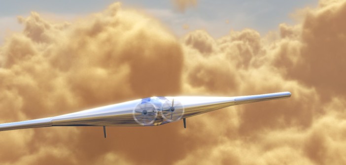 Wizualizacja drona VAMP lecącego nad wenusjańskimi chmurami / Credits - Northrop Grumman