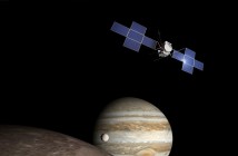 Sonda JUICE przy księżycach Jowisza - wizualizacja / Credit: Airbus Defence & Space