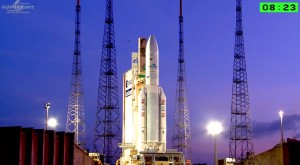 Kadr ze startu rakiety Ariane 5 z satelitami Arabsat-6B oraz GSat-15 / Credits - Arianespace
