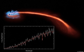 Artystyczna wizja rozrywania gwiazdy w obiekcie ASASSN-14li. Źródło: NASA/CXC/U. Michigan/J. Miller et al.; Illustration: NASA/CXC/M. Weiss