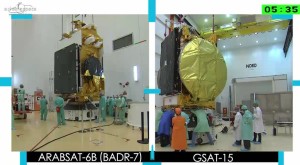 Satelity Arabsat-6B i GSat-15 / Credits: Arianespace