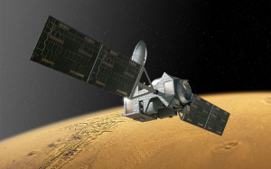 Sonda ExoMars 2016 Trace Gas Orbiter na orbicie Marsa - wizualizacja / Credit: ESA