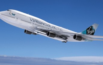 LauncherOne pod skrzydłem Jumbo Jeta - wizualizacja / Credit: Virgin Galactic