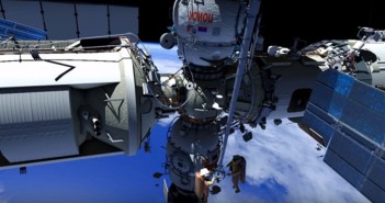 Zrzut ekranu z animacji pokazującej przebieg spaceru kosmicznego EVA-42 / Źródło: NASA TV