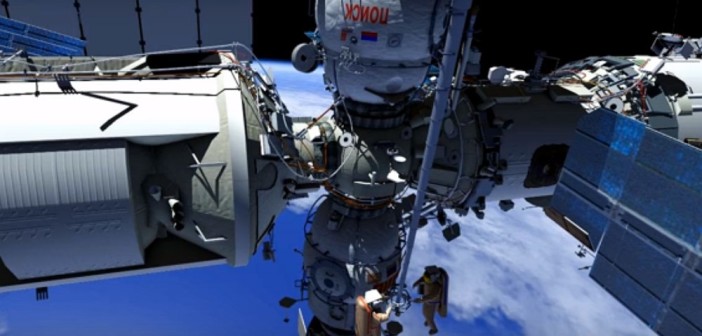 Zrzut ekranu z animacji pokazującej przebieg spaceru kosmicznego EVA-42 / Źródło: NASA TV