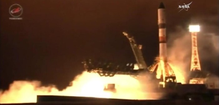 Start rakiety Sojuz-2.1a z Progressem MS-02 / Credits - Roskosmos, NASA TV