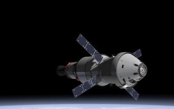 MPCV Orion z Europejskim modułem serwisowym oraz górnym stopniem rakiety SLS / Credits: NASA