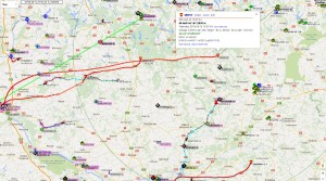 Trajektoria lotów balonów stratosferycznych z 16 kwietnia / Credits - aprs.fi