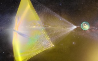 Artystyczna wizja nano-pojazdu zmierzającego do Alfa Centauri / Credits - Breakthrough Initiatives