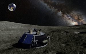 Lądownik Moon Express na powierzchni Księżyca - wizualizacja / Credit: Moon Express