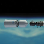 Statek Sojuz cumuje do dodatkowego habitatu, zbiornika paliwa oraz silnika potrzebnym do lotu wokółksiężycowego / Credits: Space Adventures