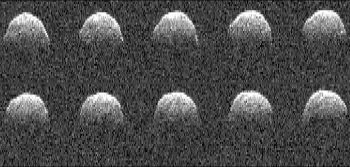 Seria obrazów radarowych asteroidy typu NEO - Bennu (1999 RQ36) wykonanych przez radioteleskop NASA w Goldstone 23 września 1999 / Credit: NASA