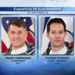 Astronauci Shane Kimbrough (NASA) oraz Francuz Thomas (ESA) wykonujący spacer kosmiczny EVA-39 / Źródło: NASA