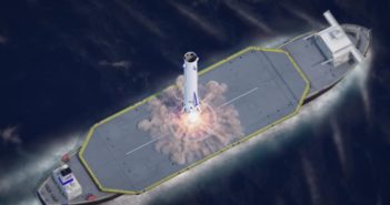 Lądowanie pierwszego stopnia rakiety New Glenn / Credits - Blue Origin