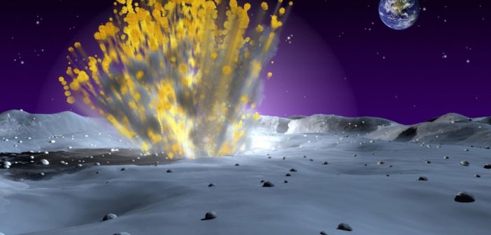 Wizja artystyczna uderzenia małego obiektu w powierzchnię Księżyca / Credits - NASAWizja artystyczna uderzenia małego obiektu w powierzchnię Księżyca / Credits - NASA