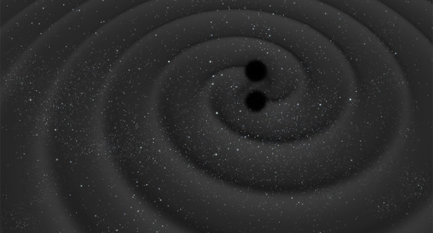 Fuzja dwóch czarnych dziur / Credits - ESA
