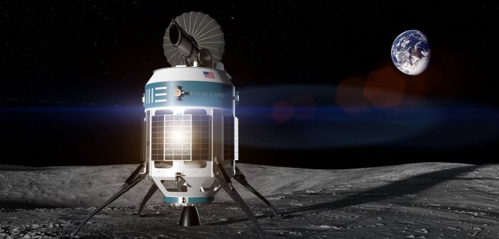 Wizja artystyczna lądownika na powierzchni Księżyca