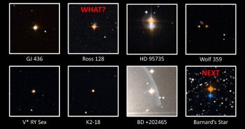 Czerwone karły nasłuchiwane w ramach programu przez radioteleskop w Arecibo / Credits - PHL @UPR Arecibo, Aladin Sky Atlas