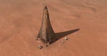 Wizualizacja lądownika - część koncepcji Mars Base Camp / Credits - Lockheed Martin