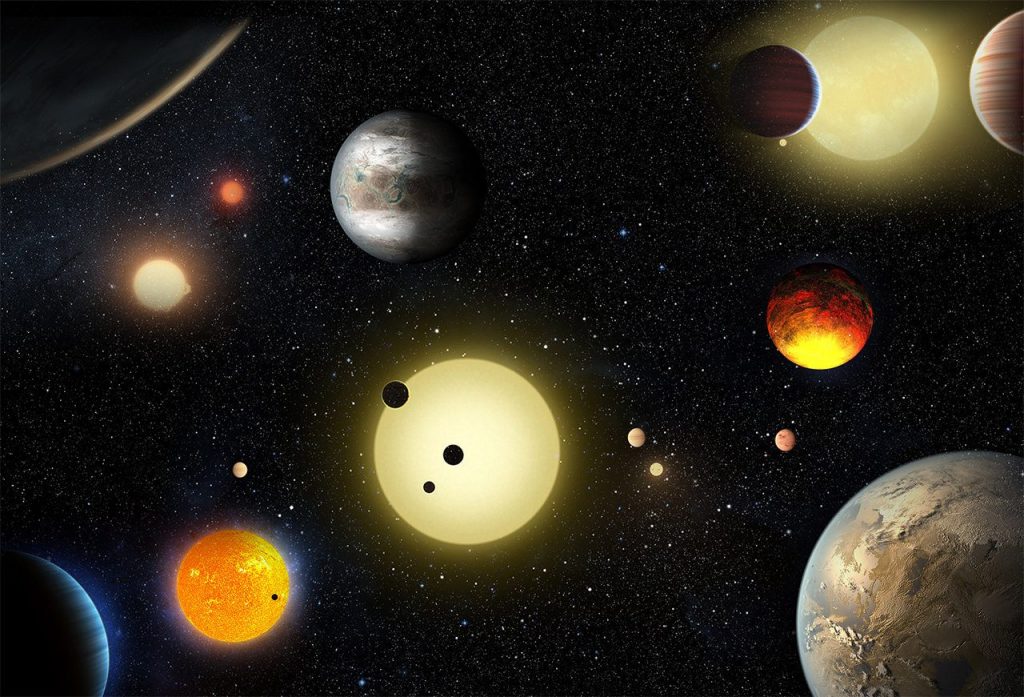 Grafika prezentująca różne egzoplanety wykryte przez teleskop Kepler / Credits - NASA/W. Stenzel