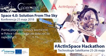 Plakat konferencji Space 4.0: Solution from the Sky / Credits - KPT