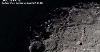 Spojrzenie na pokłady lodu na południowym biegunie Księżyca z danych LRO / Credits - NASA