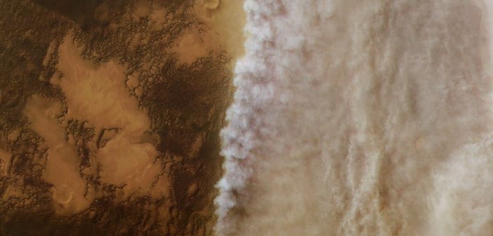 Burza na Marsie uchwycona w kwietniu przez sondę Mars Express / ESA