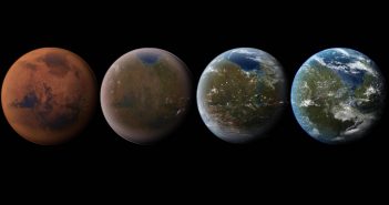 Artystyczna wizja Marsa w różnych stadiach terraformowania (credits: universetoday.com)