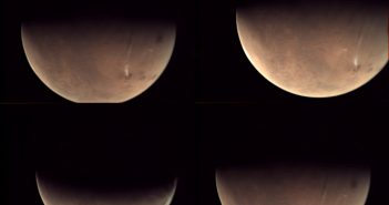 Mozaika obrazów z VMC sondy Mars Express z widoczną chmurą w okolicy Arsia Mons / Credits - ESA, CC BY-SA 3.0 IGO
