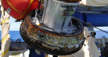 Kapsuła HSRC po podjęciu po zakończeniu misji HTV-7 / Credits - JAXA