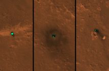 Osłona termiczna, lądownik i spadochron misji InSight okiem MRO / Credits - NASA/JPL-Caltech/University of Arizona