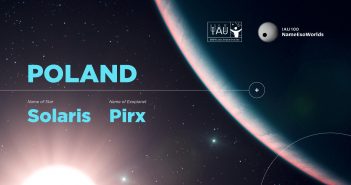 Oficjalne wyniki konkursu IAU100 NameExoWorlds dla Polski. Nazwa gwiazdy: Solaris, nazwa planety: Pirx. Źródło: IAU100.