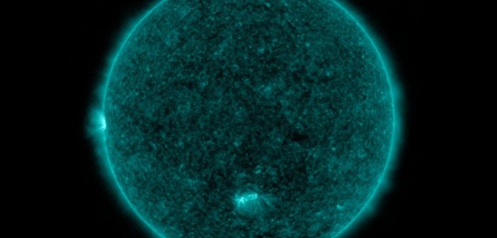 Widok Słońca w dalekim ultrafiolecie 7 stycznia 2020. Grupa 2755 jest po środku tarczy słonecznej / Credits - NASA, SDO