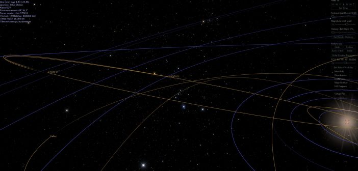 Porównanie orbit obu komet w programie Celestia / Credits - Celestia, Adam Hucewicz