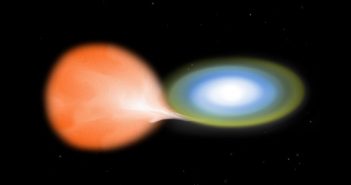 Wizja artystyczna układu białego karła "pożerającego" materię z drugiej gwiazdy w układzie / Credits - NASA/CXC/M.Weis