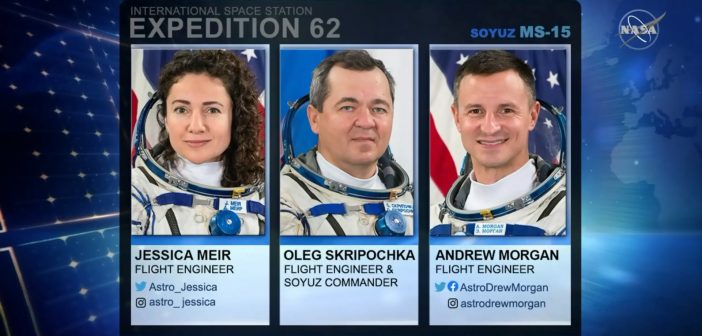 Załoga powracająca na pokładzie Sojuza MS-15 w dniu 17.04.2020 / Credits - NASA TV